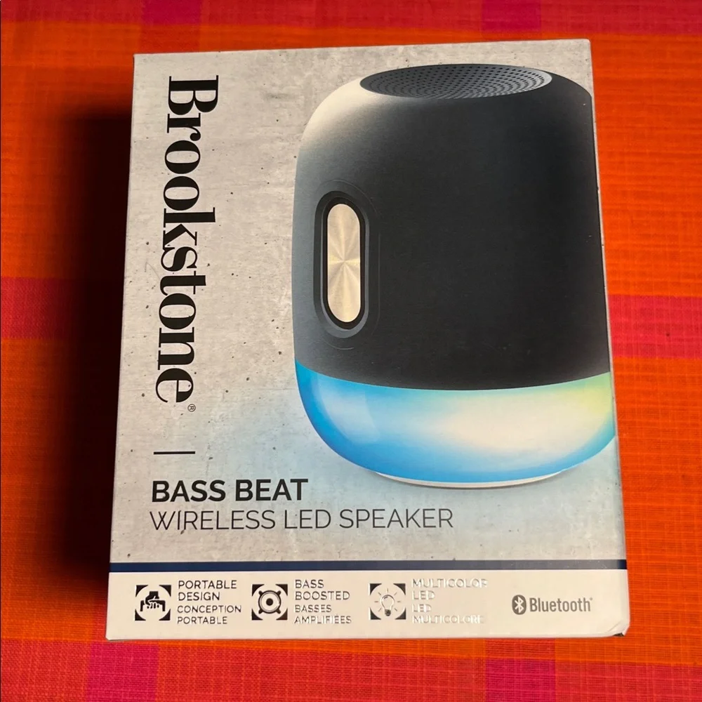 Brookstone Black and White Wireless LED Speaker - Picture 2 of 5